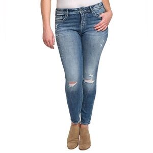 Silver Jeans Mazy Ankle Skinny Jeans Distressed Size 30
